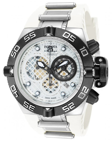 Invicta Men's 11505 Subaqua Noma IV Chronograph Silver Dial White  Polyurethane Watch