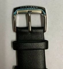 Citizen Black Leather Strap Band 22mm White Silver-Tone Buckle Watch Band