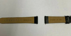 Citizen Black Leather Strap Band 22mm White Silver-Tone Buckle Watch Band