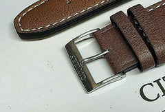 Citizen Avion 22mm Brown Leather Band Strap Silver Buckle AW1361-10H For Watch