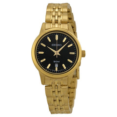 NEW* Seiko Womens SUR886 Black Dial Gold-tone Wrist Watch MSRP $250!