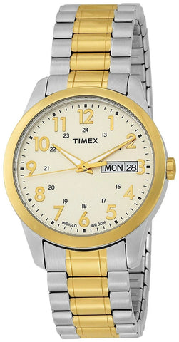 Timex T2M935, Men's Two-Tone Expansion Band Watch, Indiglo, Day/Date,