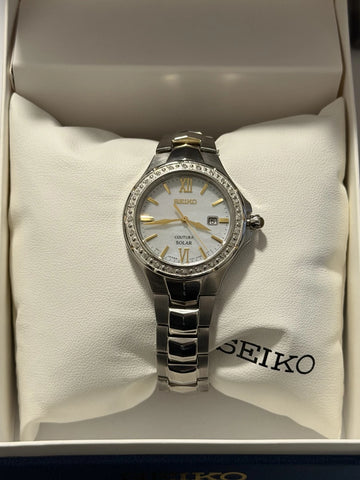 SEIKO Ladies Coutura SUT240 Mother of Pearl Dial Two-tone Watch MSRP $375!