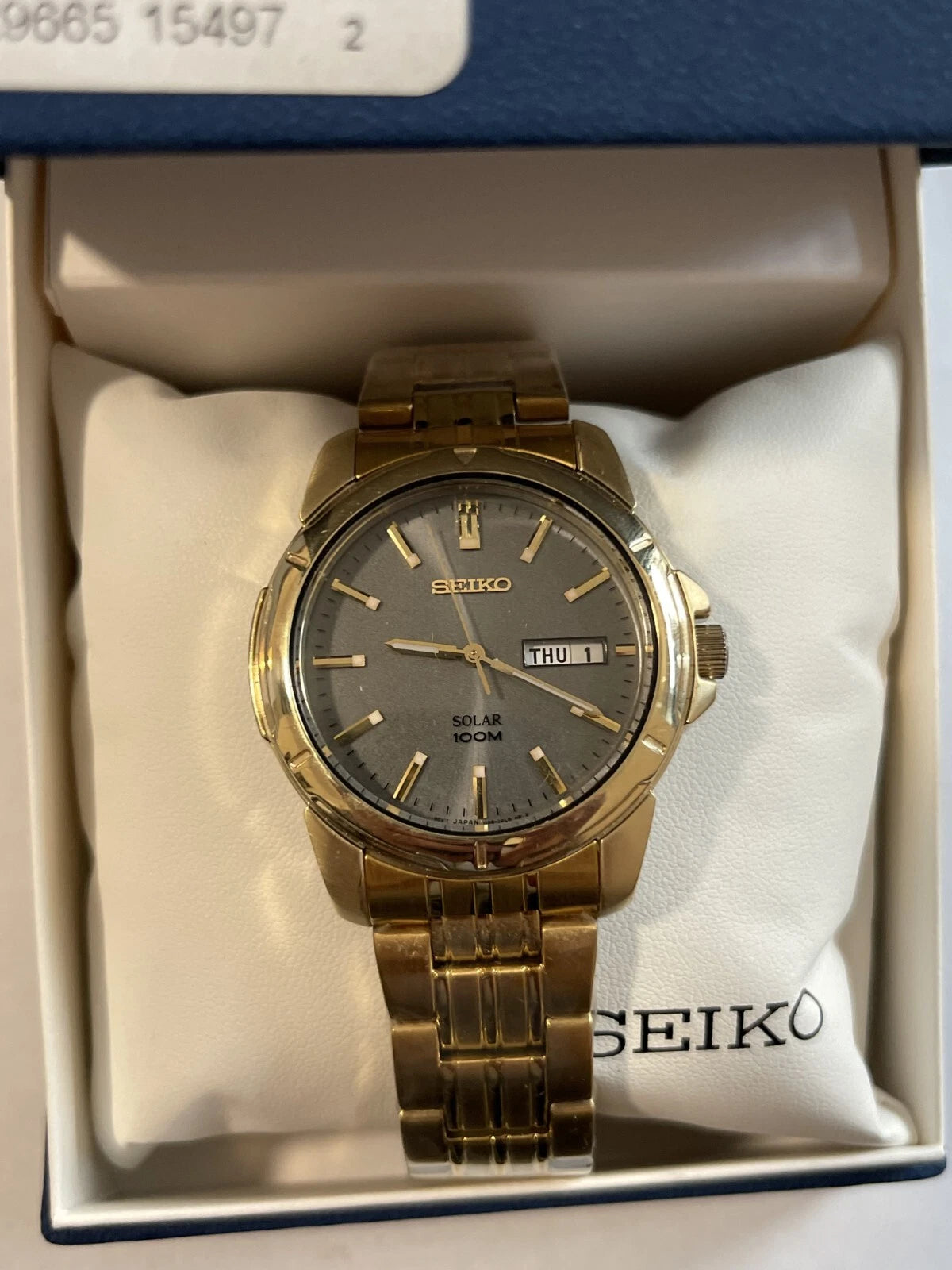 Seiko Mens SNE100 Gold-Tone Stainless Steel Solar Watch