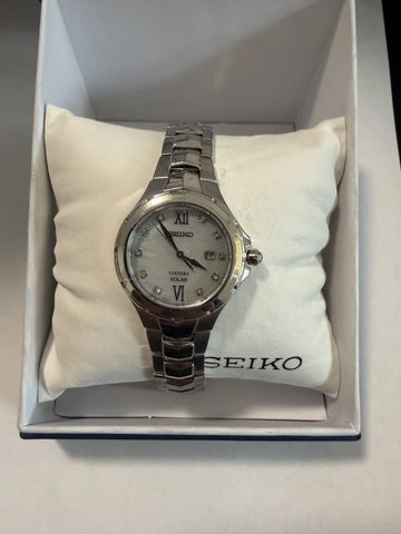 Seiko Women's Coutura SUT307 Stainless Steel and Diamond Solar Watch