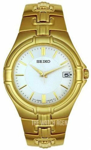 New* Seiko Men's SGEC70 Gold Tone Watch MSRP $250