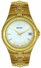 New* Seiko Men's SGEC70 Gold Tone Watch MSRP $250