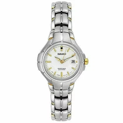 Seiko SWD019 Womens White Dial Perpetual Calendar Stainless Two-Tone Dress Watch
