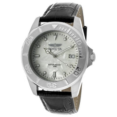 Invicta Men's 0007 Pro Diver White Mother-Of-Pearl Dial Brown Leather Watch