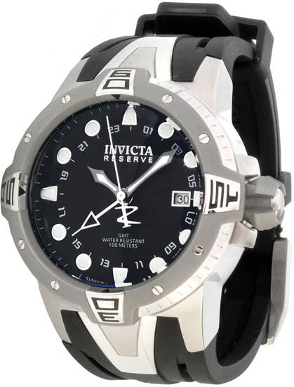 Invicta Men's 0651 Reserve Collection Sea Excursion GMT Black Dial Black Polyurethane Watch