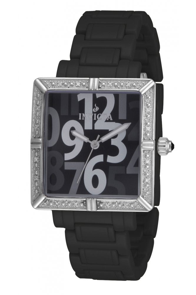 Invicta Women's 10271 Ceramic Chronograph Dark Silver Gray Dial Black Polyurethane Watch