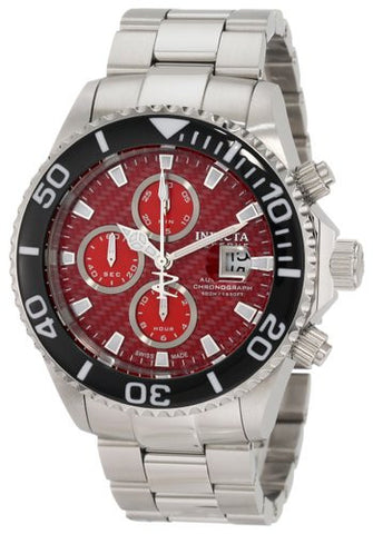 Invicta Men's 1070 Reserve Automatic Chronograph Red Dial Stainless Steel Watch