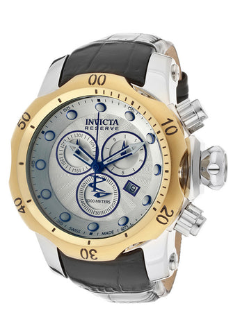 Invicta Men's 10820 Venom Reserve Chronograph Silver Textured Dial Black Leather Watch
