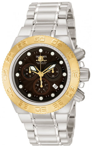 Invicta Men's 10854 Midsize Subaqua Sport Swiss Chronograph Brown Dial Gold Tone Bezel Bracelet Watch