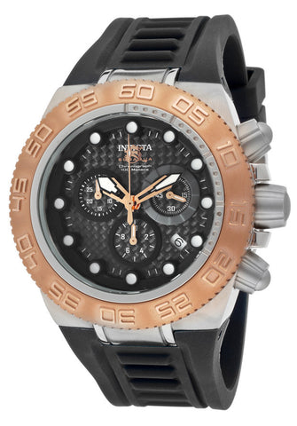 Invicta Men's 10860 Subaqua Sport Chronograph Black Carbon Fiber Dial Black Silicone Watch