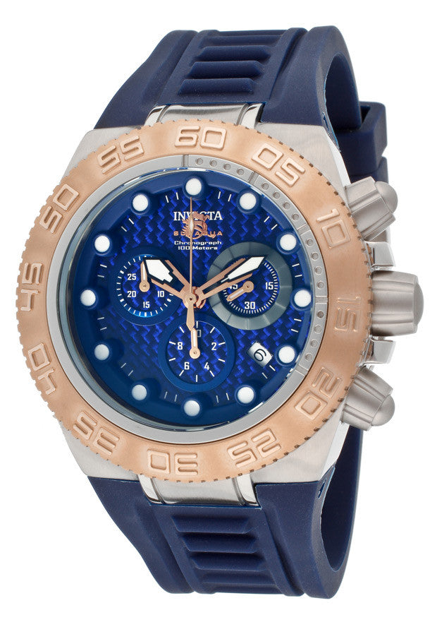 Invicta Men's 10861 Subaqua Sport Chronograph Blue Carbon Fiber Dial Blue Silicone Watch