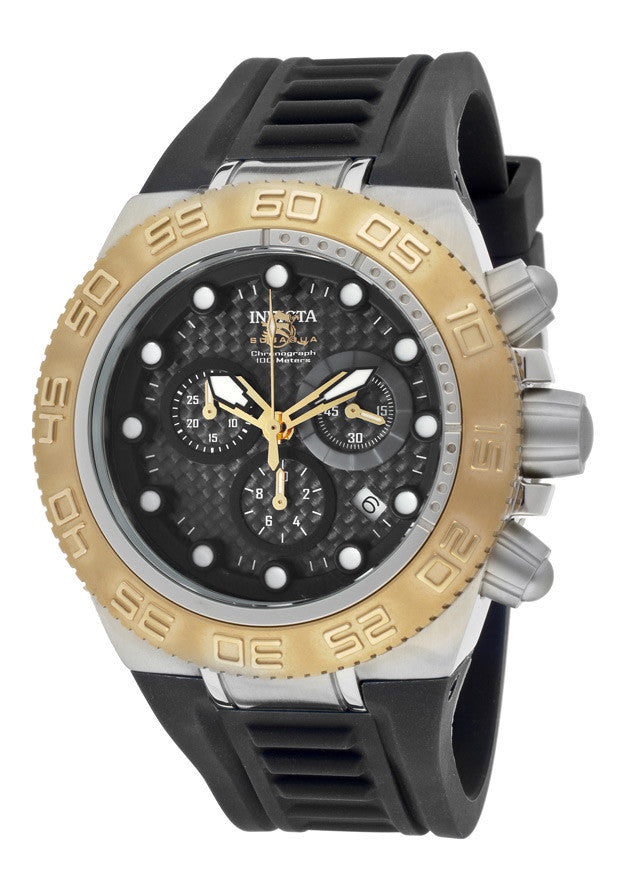 Invicta Men's 10863 Subaqua Sport Chronograph Black Carbon Fiber Dial Black Silicone Watch