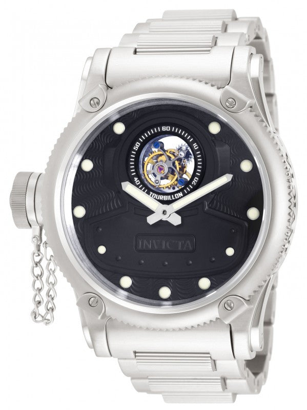 Invicta Men's 11146 Russian Diver Mechanical Tourbillion Black Patterned Dial Stainless Steel Watch