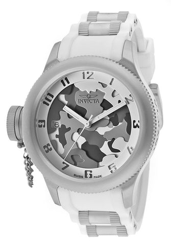 Invicta Women's 11359 Russian Diver Grey and Off White Camouflage Dial White Polyurethane Watch