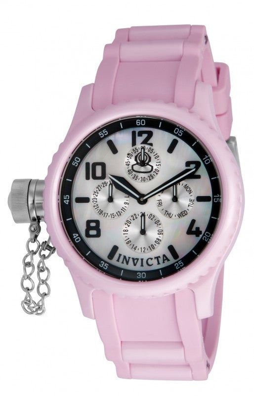 Invicta Women's 11367 Russian Diver White Mother of Pearl Dial Pink Polyurethane Watch
