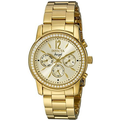 Invicta Women's 11772 Angel Pink Mother-Of-Pearl Dial Cubic Zirconia Accented 18k Gold Ion-Plated Stainless Steel Watch