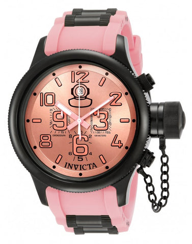 Invicta Men's 11890 Russian Diver Swiss Chrono Pink Black IP Pink Poly Strap Watch