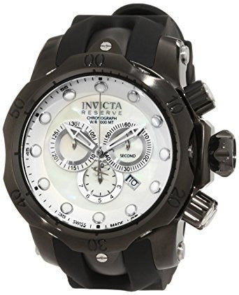 Invicta Men's 1219 Venom Reserve Ocean Quest Chronograph White Mother-Of-Pearl Black Polyurethane Watch