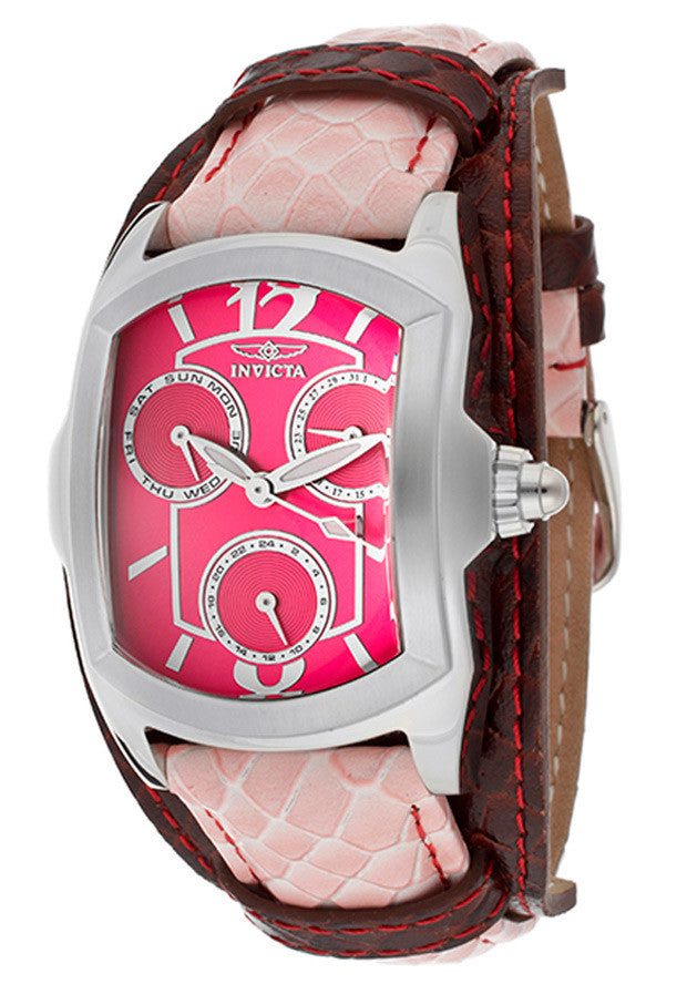 Invicta Women's 12262 Lupah Hot Pink Dial Light Pink and Brown Leather Watch