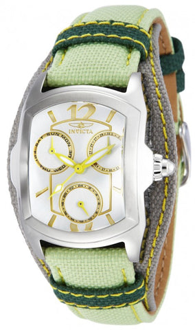 Invicta Women's 12280 Lupah Silver Dial Light Green and Grey Canvas Watch