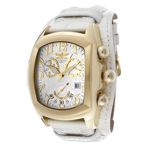 Invicta Men's 12380 Lupah Chronograph Silver Dial White Leather Watch