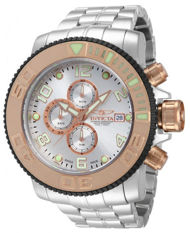 Invicta Men's 12447 Sea Hunter Silver Dial Analog Chronograph Stainless Steel Watch