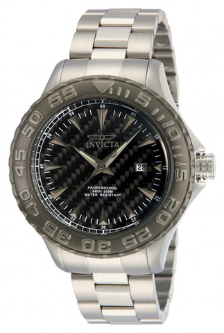 Invicta Men's 12555 Pro Diver Ocean Ghost Black Carbon Fiber Dial Stainless Steel Watch