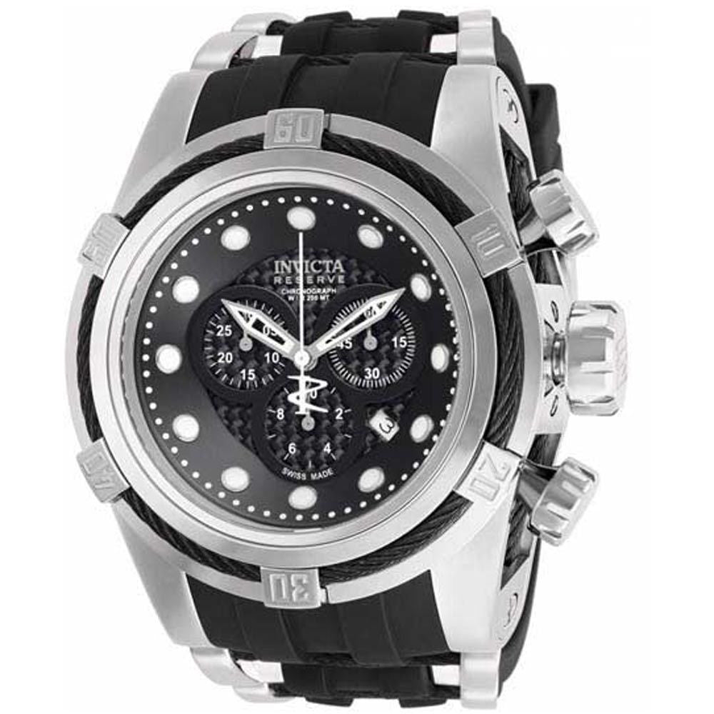 Invicta Men's 12665 Bolt Chronograph Black Carbon Fiber Dial Black Polyurethane Watch