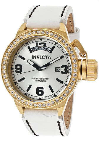 Invicta Women's 12967 Corduba Silver Dial White Leather Watch