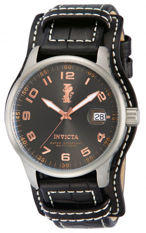 Invicta Mens 12977 I-Force Miyota Quartz Stainless Steel Case Grey Dial Legarto Leather Watch
