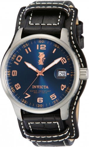 Invicta Men's 12978 I-Force Blue Dial Stainless Steel Case Leather Strap Watch
