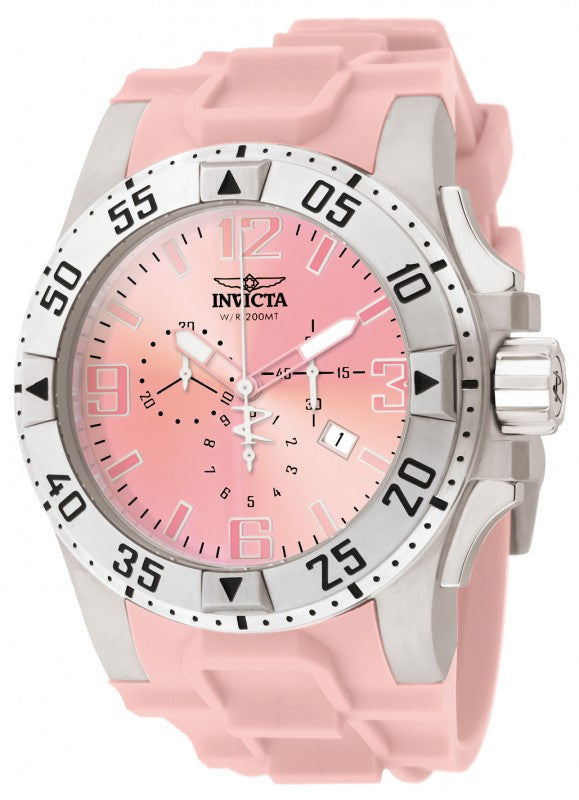 Invicta Men's 1415 Reserve Chronograph Pink Dial Pink Polyurethane Watch