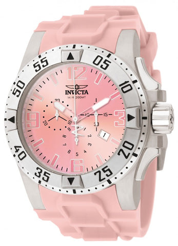Invicta Men's 1415 Reserve Chronograph Pink Dial Pink Polyurethane Watch