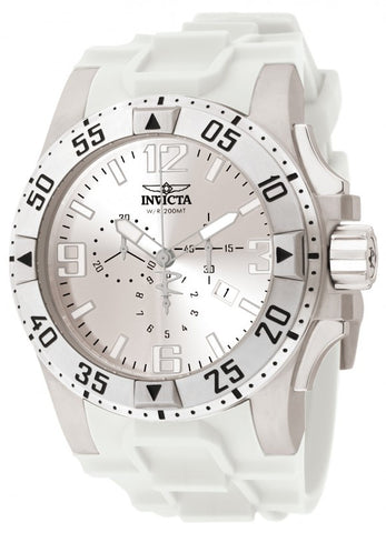 Invicta Men's 1416 Excursion Reserve Chronograph Silver Dial White Polyurethane Watch
