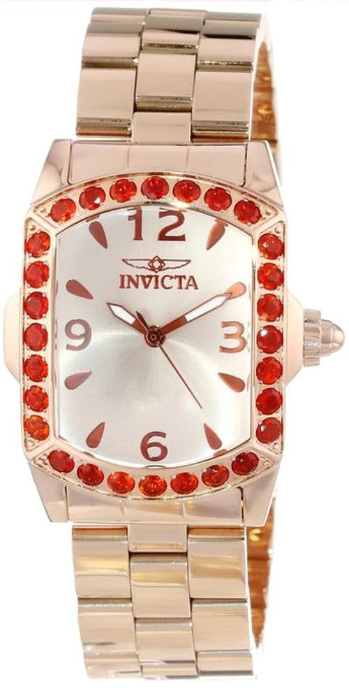 Invicta Women's 14494 Lupah Champagne Dial Fire Opal Accented 18k Rose Gold Ion-Plated Stainless Steel Watch