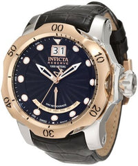 Invicta Men's 1593 Reserve Black Retrograde Dial Black Leather Watch
