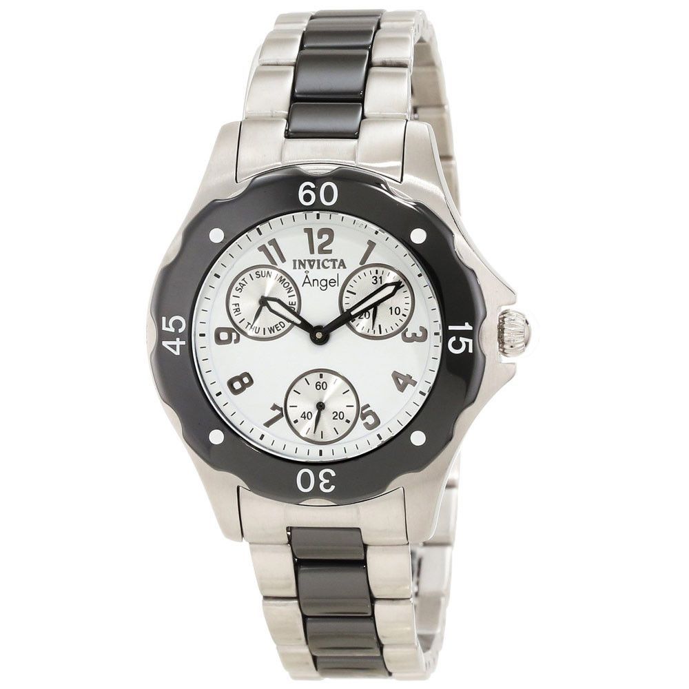 Invicta Women's 1654 Angel White Dial Black Ceramic and Watch