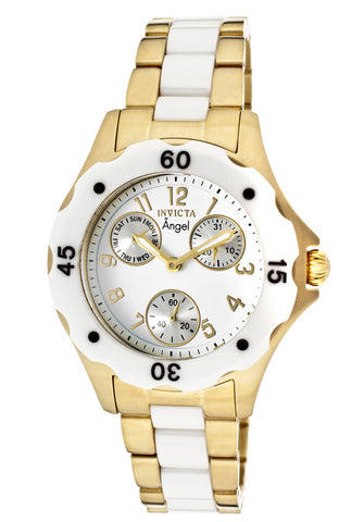 Invicta Womens 1655 Angel White Dial White Ceramic And Gold Watch