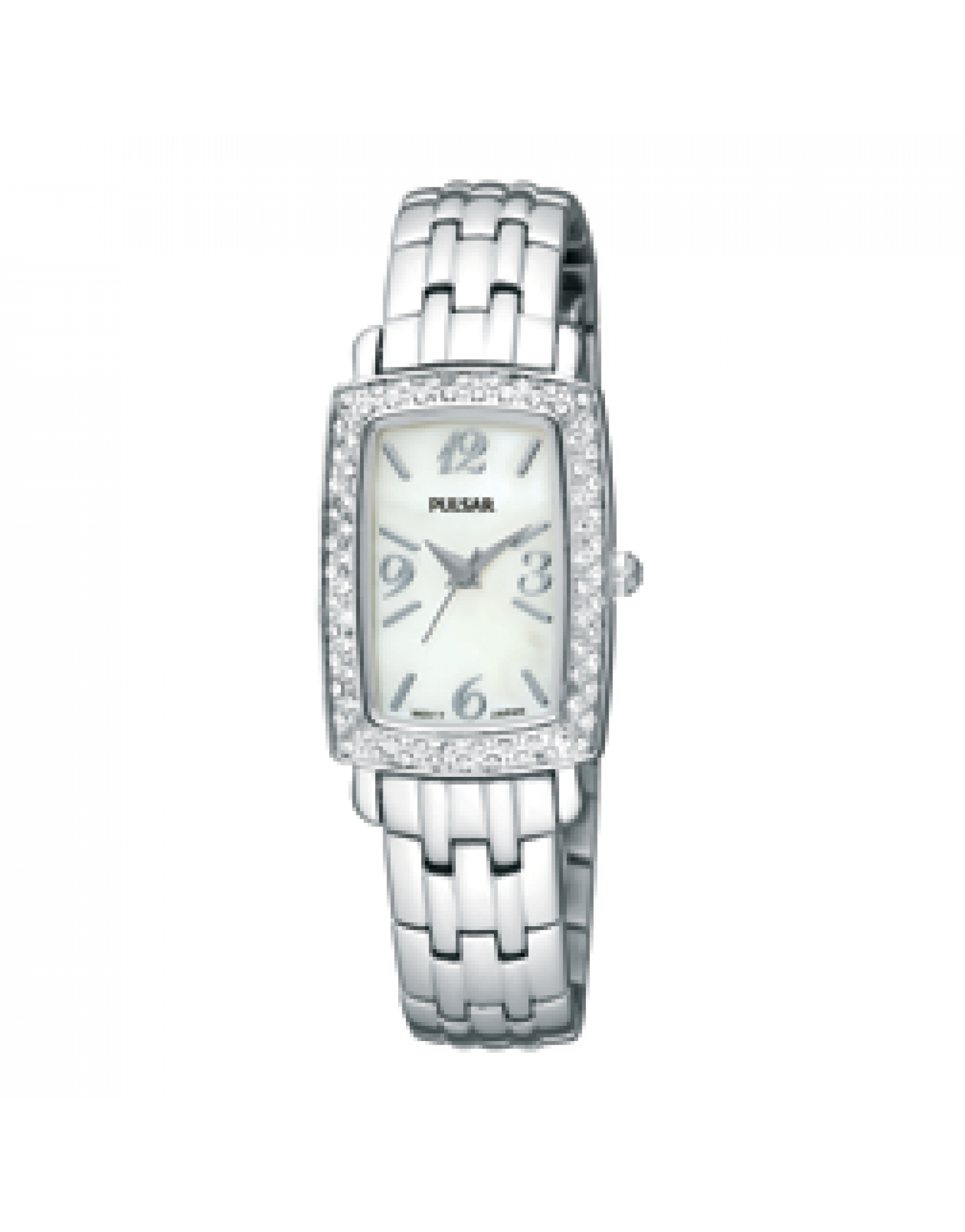Pulsar Women's PTC505 Crystal Case Stainless-Steel Bracelet White Mother-of-Pearl Dial Watch