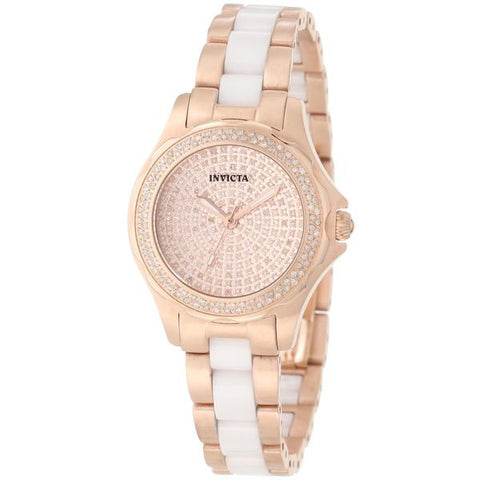 Invicta Women's 1783 Angel Pave Diamond Dial Rose Gold Bracelet Watch