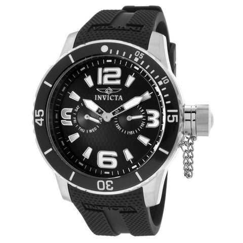 Invicta Men's 1790 Specialty Black Textured Dial Black Silicone Watch