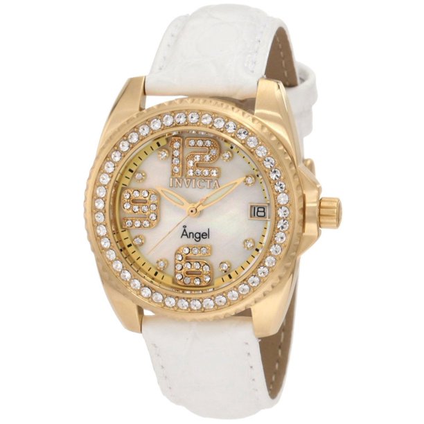 Invicta Women's 1116 Wildflower MOP Dial Interchangeable Leather Gold Tone Strap Watch