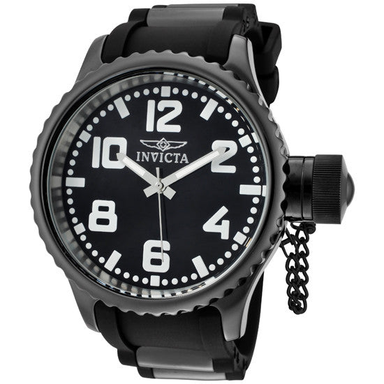 Invicta Men's 1936 Russian Diver Black Dial Black Polyurethane Watch