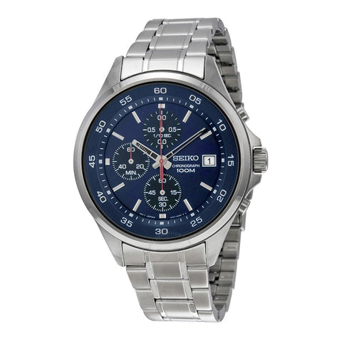 Seiko Men's SKS475 Chronograph Blue Black Dial Stainless Steel Watch