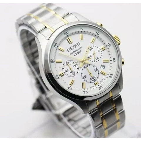 Seiko Men's SKS589 Chronograph White Dial Watch